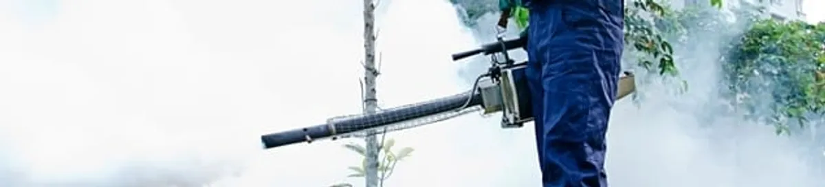 Pest control technician fogging an outdoor area for insect control in Memphis, TN